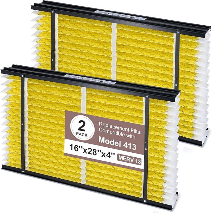 [Upgraded] 413 Replacement Filter Compatible with AprilAire Whole House Air Purifiers, Models 1410 1610 2410 2416 3410 4400, MERV 13, 16x28x4, 2-Pack