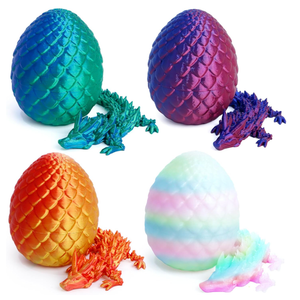 4 Pack 3D Printed Dragon Christmas Stocking Stuffers, Small Eggs with Dragon Inside, School Gift for Kids&Adults, Articulated Crystal Dragon Fidget Toy, Desk Pet, 3D Printing Home Decor