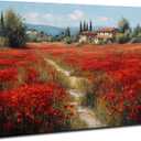 Abstract Red Poppy Wall Art Nature Flowers Botanical Wall Decor Farmhouse Spring Floral Pictures for Bathroom Rustic Country Wildflowers Painting Artwork for Living Room Bedroom Home Decoration 12x16"