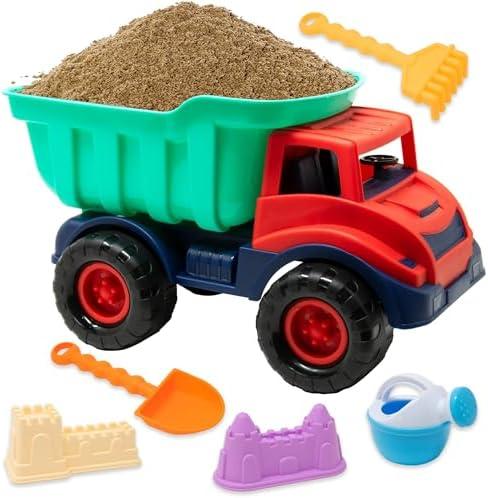Beach Toys Sand Toys for Kids Beach Dump Truck Set | Includes Sand Castle Molds, Shovel, Rake, Watering Can