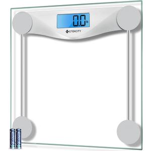 Etekcity Digital Body Weight Bathroom Scale, Large Blue LCD Backlight Display, High Precision Measurements,6mm Tempered Glass, 400 Pounds (11.9 x 11.9 x 0.95 inches, Blinding Silver)