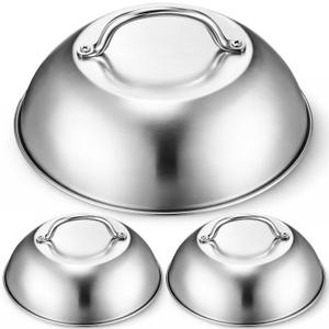 3 Pcs 9 Inch Cheese Melting Dome Round Basting Cover Stainless Steel Griddle Dome for Flat Top Griddle Grill, Kitchen Accessories Indoor or Outdoor