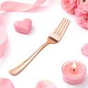 Goodluck 50 Pack Rose Gold Plastic Forks, Heavy Duty Forks Disposable, Rose Gold Plastic Cutlery Perfect for Weddings, Parties, Dinners and Thanksgiving
