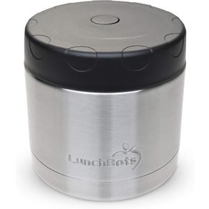 LunchBots 16oz Thermo Stainless Steel Wide Mouth - Insulated Thermo With Vented Lid - Keeps Food Hot or Cold for Hours - Leak-Proof Portable Thermal Food Jar is Ideal for Soup - 16 ounce - Black
