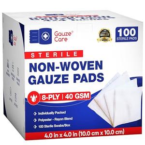 Thick Non Woven Gauze Pads 4x4 Sterile Pack of 100 | 8-ply Non Woven Gauze | Individually Packed Non Woven Gauze Sponges 4x4 | Soft and lint-Free Medical Gauze Pads for Effective Wound Care
