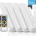 Brilliant Evolution 0.6" Ultra-Thin Wireless Under Cabinet Lights - 4 Pack, Battery-Operated LED Fixtures with 2 Remotes 3000K Warm White Stick-On Lighting, Timer Included for Kitchen and Counter
