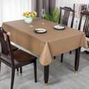 Elegant Rectangular Tablecloth, 100% Waterproof Vinyl, Solid Color Tablecloth, Modern Minimalist Style, Suitable for Dining/Gathering/Picnic/Kitchen Table Decoration(Brown,70"x52" Rectangular)