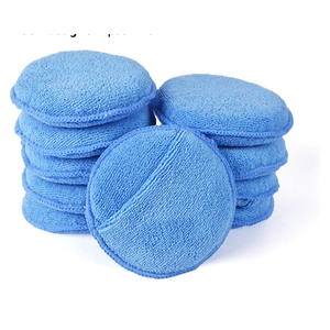 AutoCare Microfiber Wax Applicator, Ultra-Soft Pads with Finger Pocket for Cars, Foam Sponge (Blue, 5" Diameter, Pack of 10)