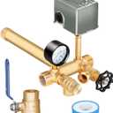 Miumoon 1"x 11"Well Pressure Tank Tee Kit with 40-60Psi Pressure Switch, Ball Valve, 100 Psi Pressure Gauge, Relief Valve, Drain Valve, Well Tank Tee Kit for Pressure Tank with Diameters Up to 16"