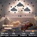 KALEOLI Cloud Night Light for Nursery - Dimmable & Rechargeable Kids Wall Lamp for Bedtime Routines - Crib & Baby Room Decor Nigth Light - 68Pcs Star Wall Decals Included