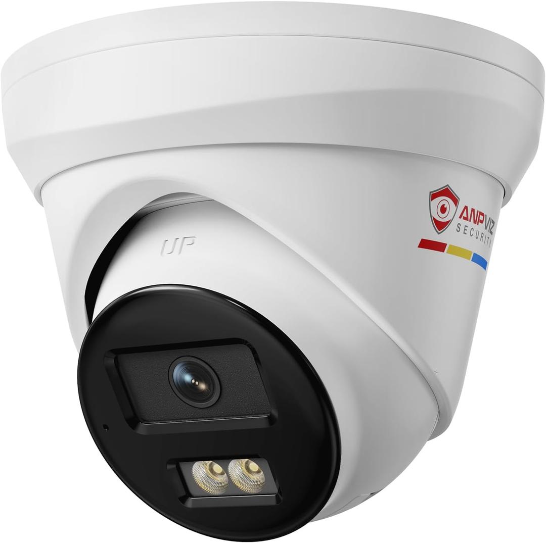 Anpviz 12MP PoE IP Camera Outdoor, 4096x3072@10fps, 134 FOV, Color Night Vision, Human Vehicle Detection, Turret Metal Wired Security Camera with Audio, Only Support 12MP NVR, IP67, IPC-D3012WD-SL