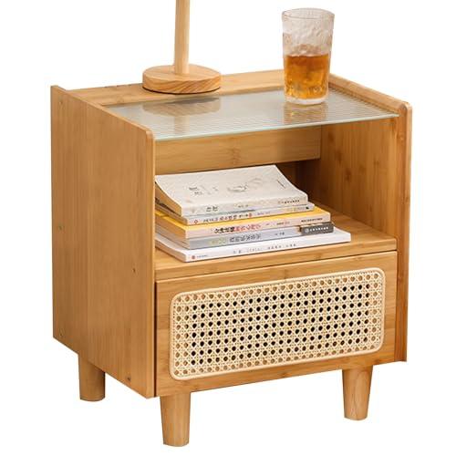 Bedroom Living Room Simple Bedside Table Corner Bedside Storage Small Side Cabinet Space Saving Locker Practical Mini Organizer Cabinet (Color : Wood Color, Size : 35 * 43.5 * 49.5cm)