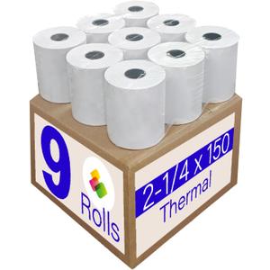 (9 Rolls) 2 1/4" x 150' Thermal Paper, Adding Machine/Calculator POS Receipt paper for Cash Registers Star Micronics TSP143III TSP143IV TSP650II TSP800II MC-Print3 3000LABELS DIRECT