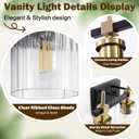 Asnxcju 3-Light Black and Gold Bathroom Light Fixtures, Vanity Lights for Bathroom with Textured Glass Shade, Modern Vanity Wall Lighting Over Mirror, Vintage Wall Lamp for Living Room Cabinet Hallway