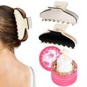 TOCESS Cellulose Acetate Claw Clips: 2-Pack Large Neutral Jaw Hair Clips for Women with Thick or Thin, Long & Curly Hair, Black & White XL Strong Hold Biodegradable Claw Clip