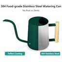 Watering Can Indoor Plants, 35oz Small Stainless Steel Metal Watering Can Modern Decorative Watering Pot with Long Spout for Indoor House Plant Bonsai Garden Flowers (Saga Green 1)