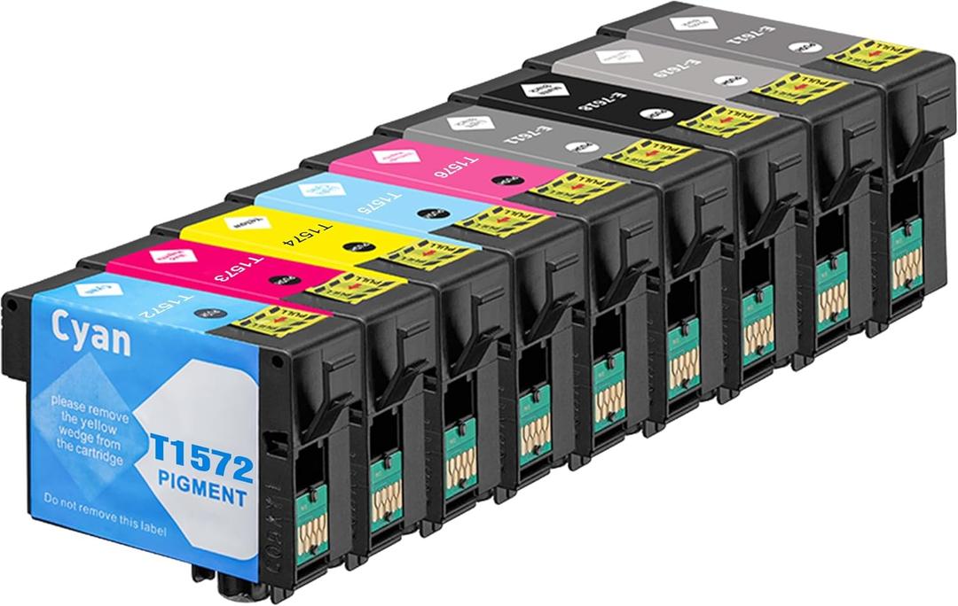 Remanufactured T157 Ink Cartridges Replacements with for Stylus Photo R3000 Printer (9 Pack: 80ML T157120 T157220 T157320 T157420 T157520 T157620 T157720 T157820 T157920) 157 Ink Cartridge