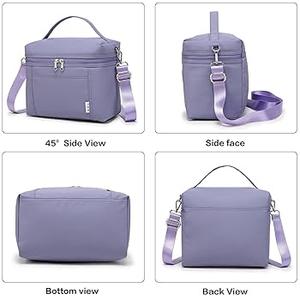 NOL Natural Organic Lifestyle Insulated Lunch Bags for Women Cooler Bag Lightweight Nylon Waterproof Lunch Box For Work (Light purple, Medium(normal))