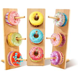 GRETJOB Donut Wall Stand Display, Bamboo Doughnut Display Stand Dessert Table Decoration for Party, Dessert Table,Birthday, Wedding, Baby Shower, Bridal Showers (3 Pack)