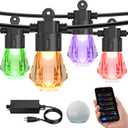 XMCOSY+ 96FT Smart Outdoor String Lights  RGBCWIC Dimmable Acrylic Bulbs, Color Changing LED Patio Lights APP WiFi Control, Compatible with Alexa, IP65 Waterproof Outdoor Lights for Backyard Porch