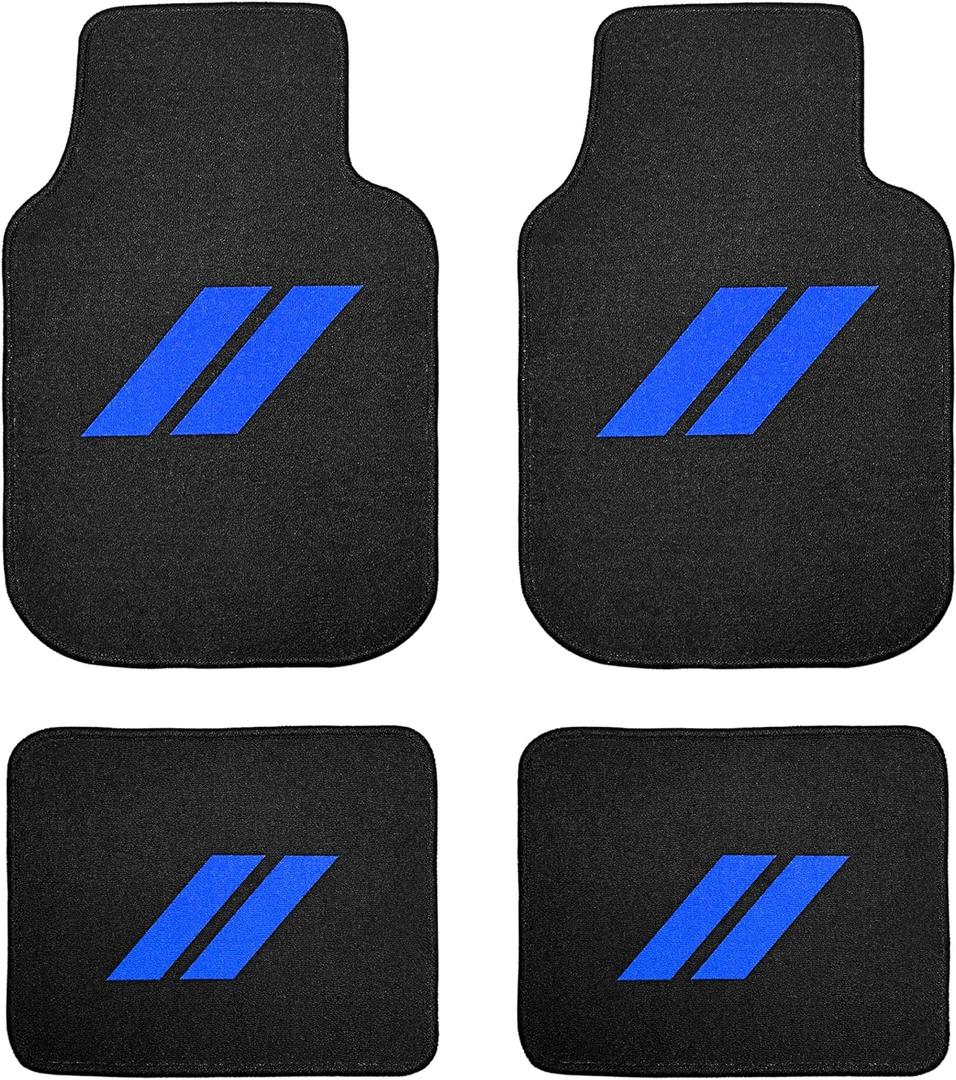 Dodge 4Pcs Car Floor Mats for Charger Durango Challenger Journey Non-Slip All Weather Waterproof Skin-Friendly Front & Rear Protector Liners Pad Polypropylene Material Blue Trim