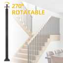 Stair Baluster Post 4 Pack, Black Square Stair Railing Kits Indoor Outdoor, Metal Stair Post with 270 Adjustable Railing Spindles and Base and Screws for Stair, Porch, Deck, Steps