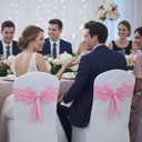 10 Pcs Spandex Chair Sashes for Wedding Elastic Chair Bows Sashes Universal Decorative for Party Baby Shower Ceremony Reception Banquet Decorations(Pink)