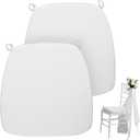 Spiareal 2 Pieces Wedding Chiavari Chair Cushion 15 x 15 Inch Seat Cushion Dining Chair Pads with Ties Non Slip Memory Foam Kitchen Chair Pad for Wood Resin Chiavari Chairs Party Decor (White)