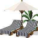 Fumete 2 Pack Lounge Chair Covers 30 x 85 Inch Pool Chaise Lounge Towels Microfiber Beach Chair Towel Portable Striped Outdoor Patio Furniture Cover for Sunbathing Picnic Spa(Black)