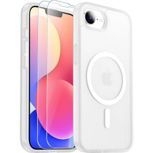 SPIDERCASE for iPhone 16e Case for iPhone 17e Case, Magnetic Translucent Matte Case with 2PCS Tempered Glass Screen Protector Slim Phone Case for iPhone 16E/17E 6.1'', Matte Clear | Magnetic, Translucent, Anti-Fingerprint, Anti-Scratch
