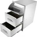 Ryan Outdoor Kitchen Drawers Stainless 17x30x21 Inch, 3-Tier Stainless Steel BBQ, Triple Access Drawers with Handle for BBQ Island Outdoor Kitchen