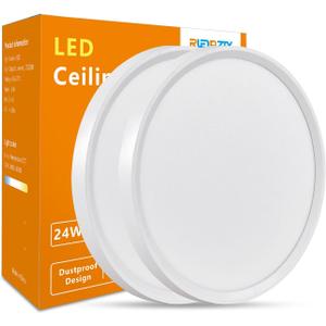 Led Flush Mount Ceiling Light,16 Inch 32w 3480lm,3000k/4000k/6000k 3CCT Selectable, Round Modern Flat Panel Super Slim Led Ceiling Light,for Living Dining Kitchen Bedroom Room (2Pack-White) (16inch-2Pack)
