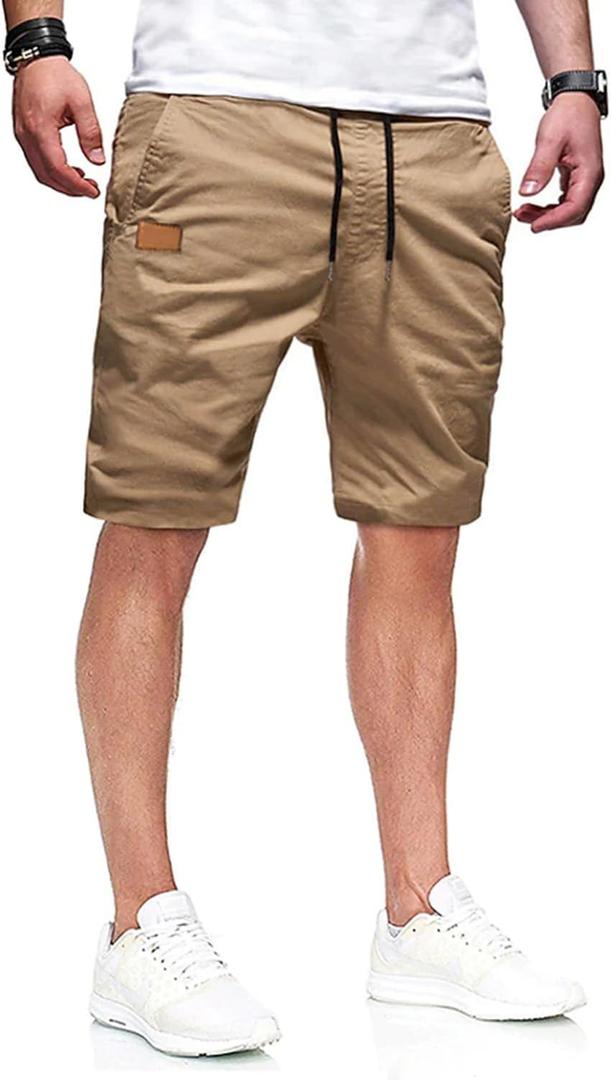 JMIERR Mens Casual Shorts - Cotton Drawstring Summer Beach Stretch Twill Chino Golf Shorts, Size 40 (Orange)