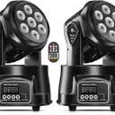 U`King Moving Head Light RGBW Stage Lighting DJ Lights 7 x 10W LED Beam Spotlight 9/14 CH Wash Light with DMX and Sound Activated for Party Church Wedding Bar Christmas Halloween Disco (2 Pack)