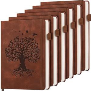6 Pack Lined Journal Notebook for Women Men, A5 Hardcover Leather Journals for Writing, 200 Pages Thick Paper, Daily Journal Notebook for Work, School, Note Taking, Business, Travel, College Ruled