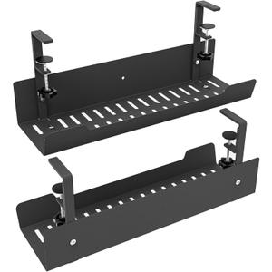 VIDOR Desk Cable Management Tray, Under Desk Cable Organizer, 17 inch Steel, Easy Install, Black, 2Pcs