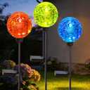 Solar Garden Lights Outdoor, 3 Pack Multi-Color Changing Solar Globe Lights Waterproof Decorative for Yard, Powered Glass Ball Garden Lights for Patio Decoration (3pack)