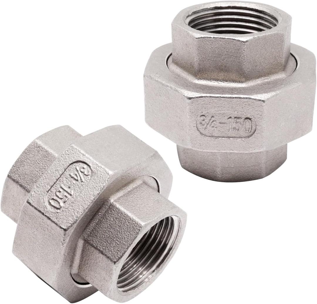 304 Stainless Steel Pipe Fittings Union 3/4" NPT Female to Female 2pcs