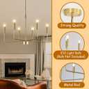 LED Chandelier for Dining Room Gold Metal Pendant Chandeliers Light Fixtures for Bedroom Entryway Living Room Ceiling Hanging Lights 6-Light