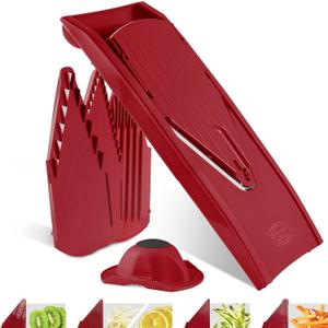 BORNER V Mandoline Slicer Kitchen V1 ClassicLine Starter Set | Vegetable Grater Brner - Quality Made in Germany, Color:Red