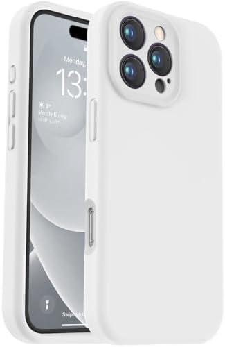 Vooii Compatible with iPhone 16 Pro Case, Liquid Silicone Upgrade [Camera Protection] [Soft Anti-Scratch Microfiber Lining] Shockproof Phone Case for iPhone 16 Pro 6.3 inch - White