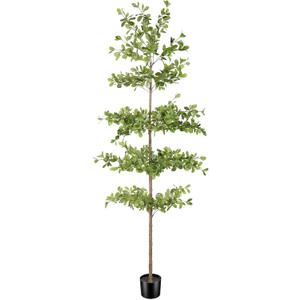 Faux Black Olive Tree 7ft - Realistic Artificial Black Olive Tree 7 Feet Indoor Fake Black Olive Trees with Natural Branches and Realistic Leaves for Home Office Decor