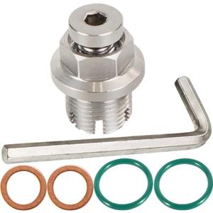 YSIL M12.1-1.5 x 15mm Oversize Piggyback Oil Drain Plug Stainless Steel Self Tapping Oil Pan Thread Repair Kit with O-Ring and Hexagonal Wrench