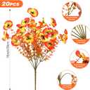 2 x Alupssuc 20 Bundles Artificial Fall Flowers for Outdoors Decoration, Faux Pansies Fake Mums Flowers Plants, UV Resistant No Fade Realistic Silk Pansy for Porch Planter Garden Patio Yard, Autumn Orange