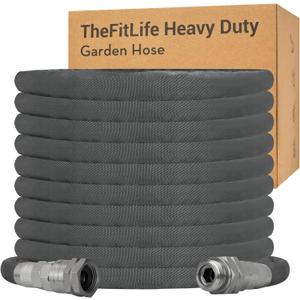 TheFitLife Flexible Garden Hose - Non-Expandable Water Hose with 3/4" Swivel Metal Fittings, 1/2" Diameter. Leak-Proof, Kink-Free, Lightweight, Easy Storage, for Outdoor Use (50FT)