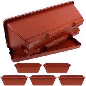 GRADENEVE 6pcs Rectangular Plastic Planters Set for Indoor Outdoor Gardening, Medium 43cm Flower Pots with Drainage, Brick Red Vegetable and Succulent Plant Containers for Balcony and Home