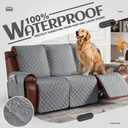 KinCam Waterproof Recliner Sofa Cover, Recliner Couch Covers for 3 Seat Reclining Sofa Cover Furniture Protector with Elastic Straps for Kids, Pets, Grey