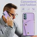 Luxury Wallet Case for Motorola Moto G Stylus 5G 2022 with 5 Card Slots Thin Slim Flip Purse & Shoulder Strap,Credit Card Holder Stand Phone Cover for XT2215-1 XT2215-4 XT2215DL Purple