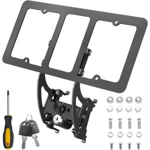License Plate Holder Compatible with Tesla Model 3/Y(2017-2023), No Drill No Adhesives Front License Plate Bracket Mounting Kit with Anti-Theft Lock Design