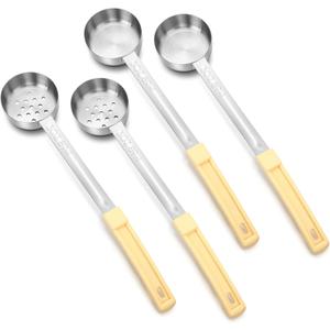 4 Pcs Portion Control Serving Spoons Portion Control Spoons Ladle Scoops Food Measuring Utensils Proportion Manage Slotted and Unslotted Scoops for Weight Loss(Beige,3oz)
